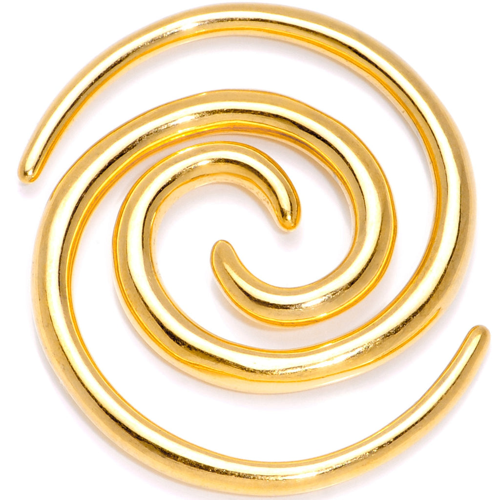 Gold Tone Anodized Titanium Micro Spiral Taper Set 12G ot 6G
