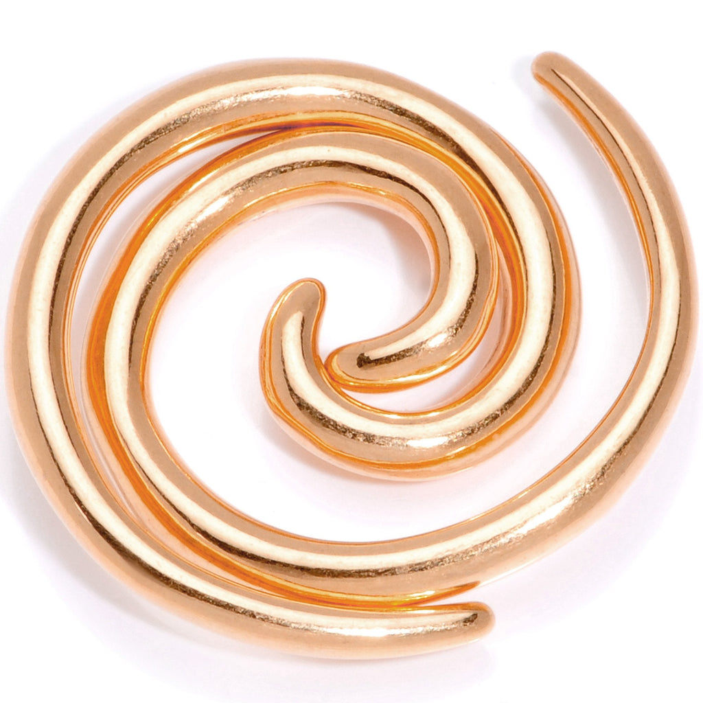 Rose Gold Tone Anodized Titanium Micro Spiral Taper Set 12G to 8G