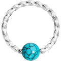 16G 3/8 Faux Turquoise So Twisted BCR Captive Ring