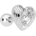 Clear CZ Gem Hugged Heart Cartilage Tragus Earring