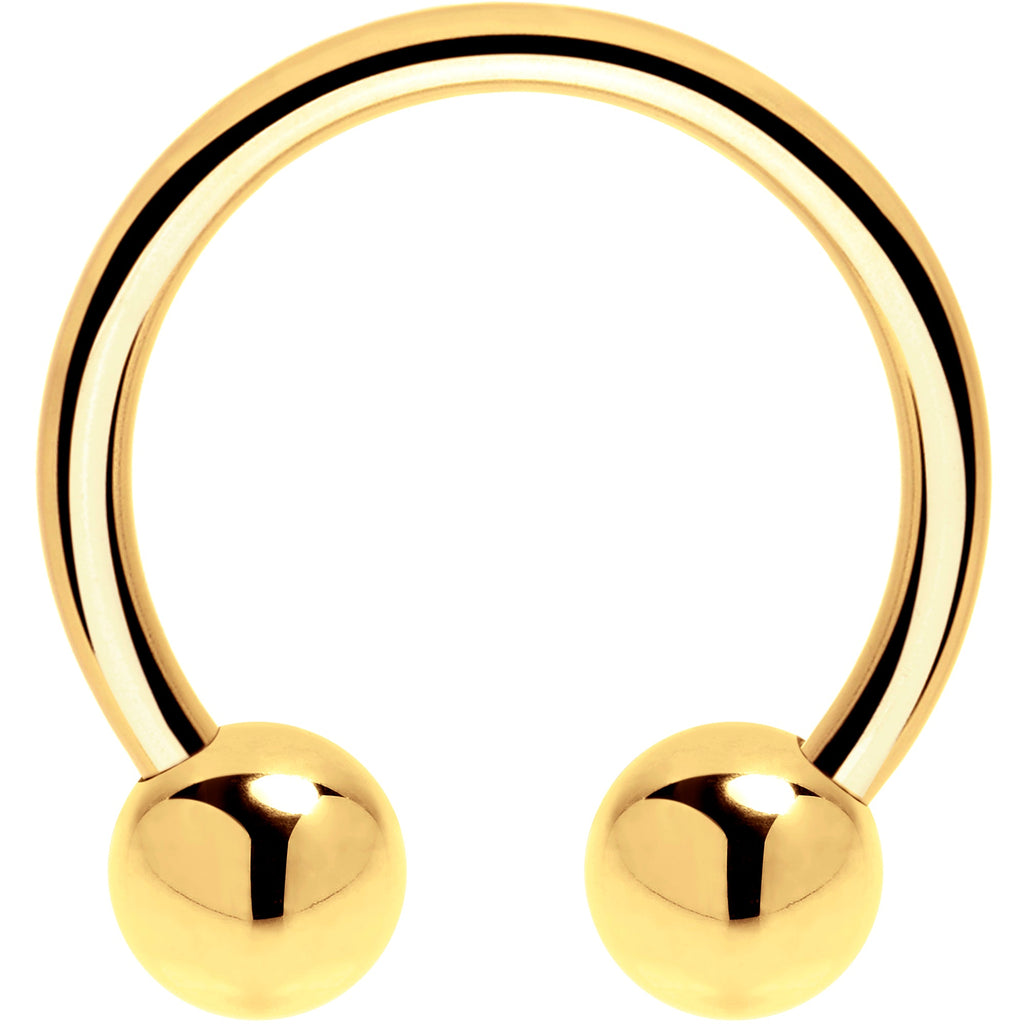 Solid 14K Yellow Gold 16G Horseshoe - 1/2 4mm Balls