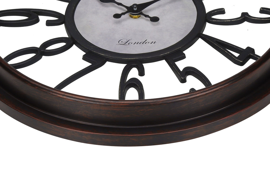 Clocks, 16' Round, Wall Clock, Antique Brown, Transitional