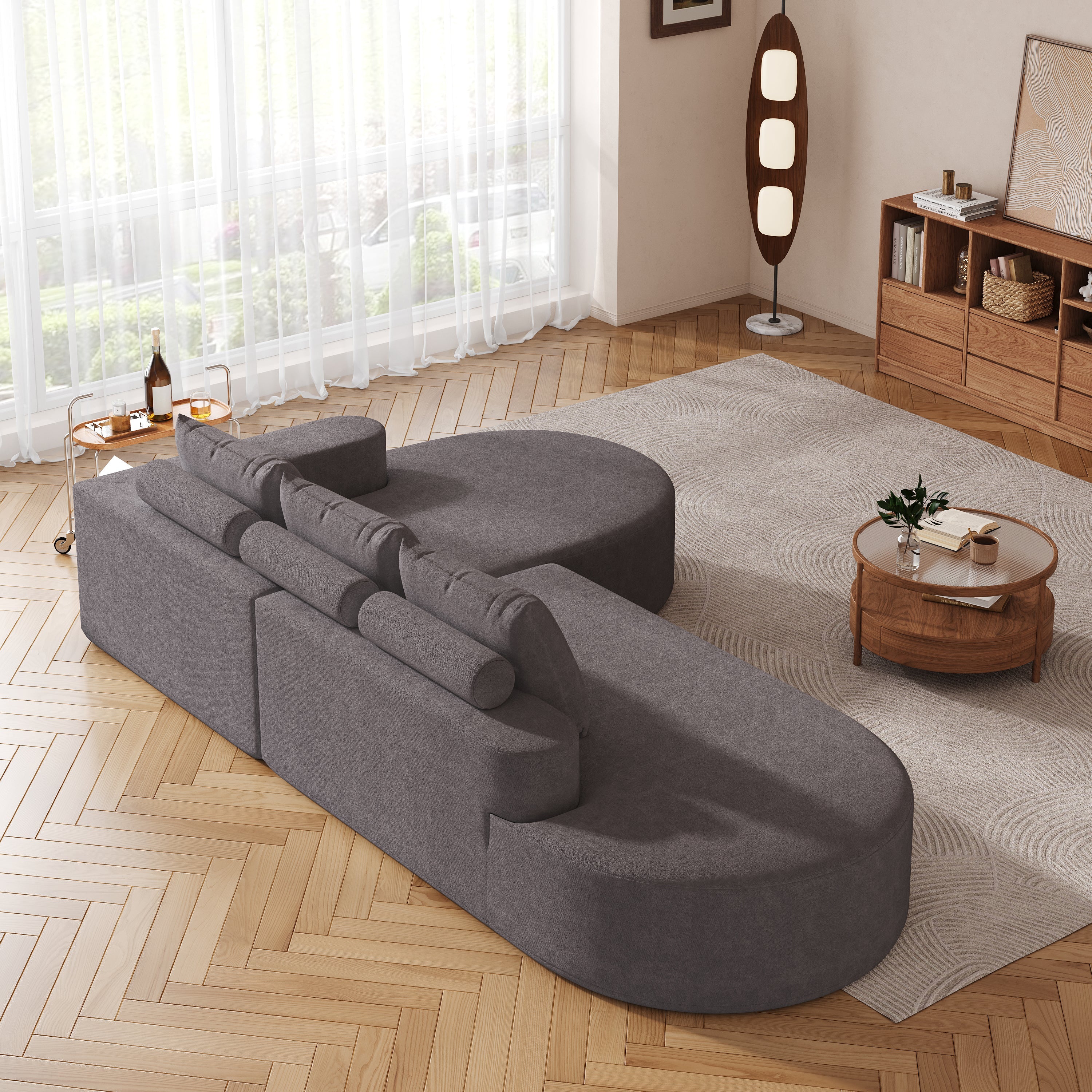 Modern Curved sofa ,Chenille Upholstered Sectional Sofa Couch Set,Modular 108.5' L Shaped Sectional Living Room Sofa Set With 3 Pillows,Free Combination Sofa Couch for Living Room,Bedroom