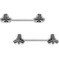 9/16 Three Leaf Clover Barbell Nipple Ring Set