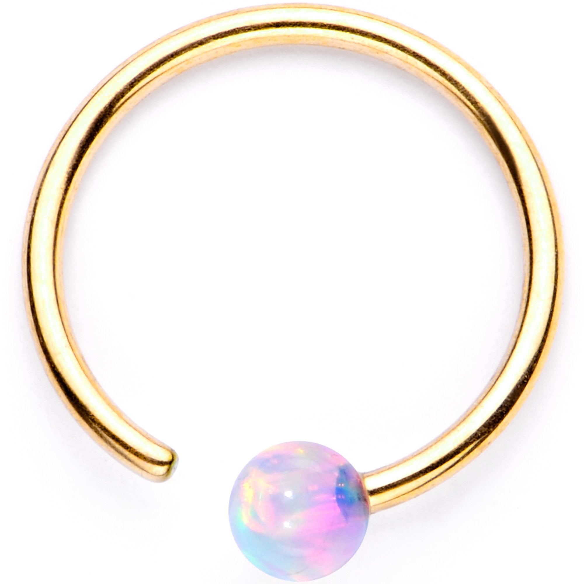 20G White Synthetic Opal Gold PVD Seamless Circular Ring