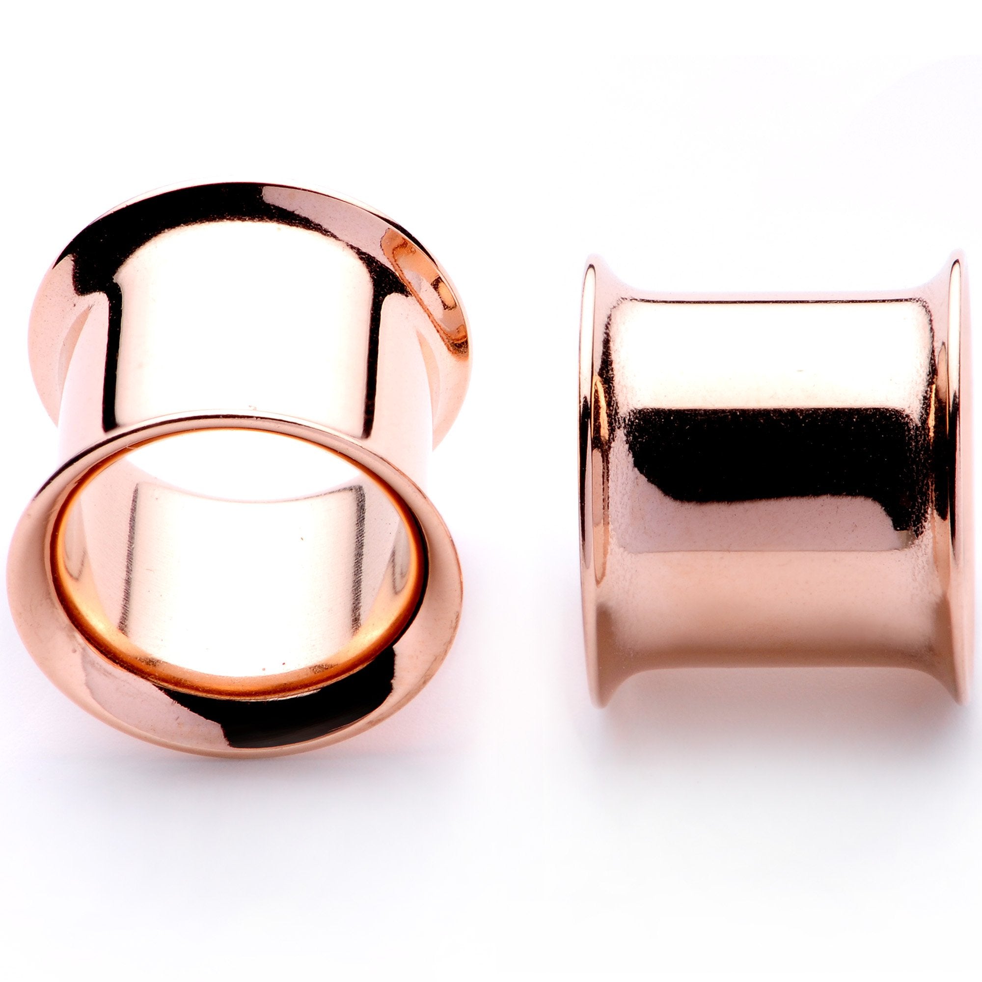 Rose Gold Tone Anodized Steel Double Flare Tunnel Plug Set 4mm to 16mm