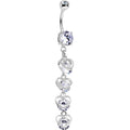 Clear CZ Gem Heart Trap Dangle Belly Ring