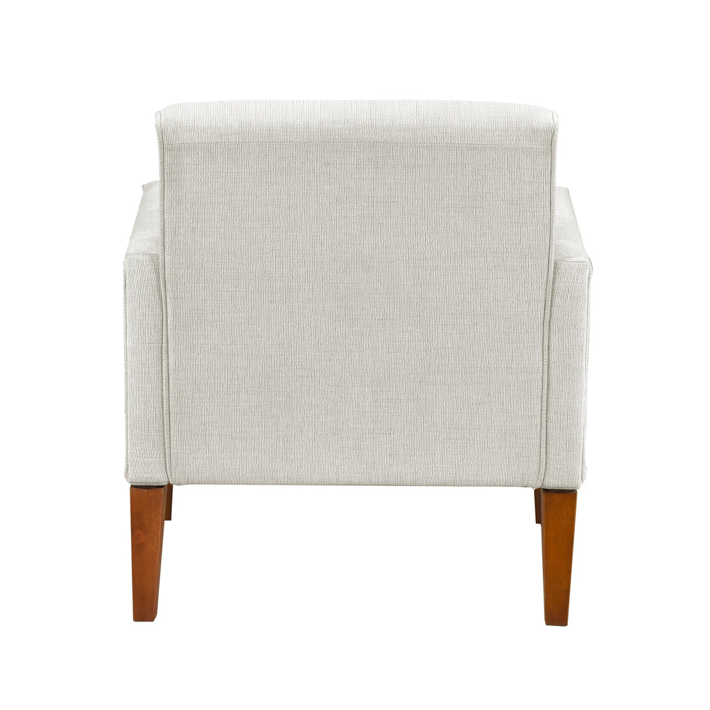 Modern Living Room Chair Beige Chenille Upholstery Pocket Coils Solid Wood Legs Furniture 1pc Armchair