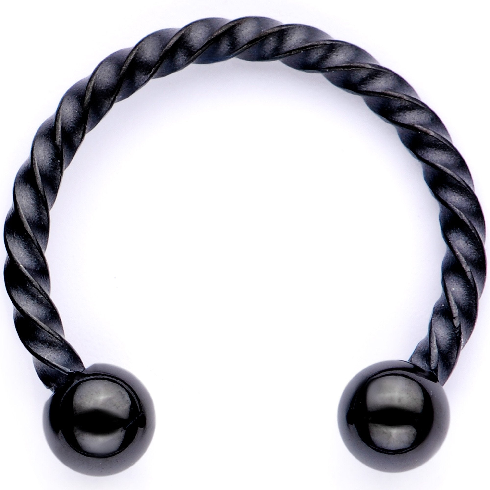 16G Teal Faux Opal Black Anodized Twisted Horseshoe Clip On Fake Septum Ring Set