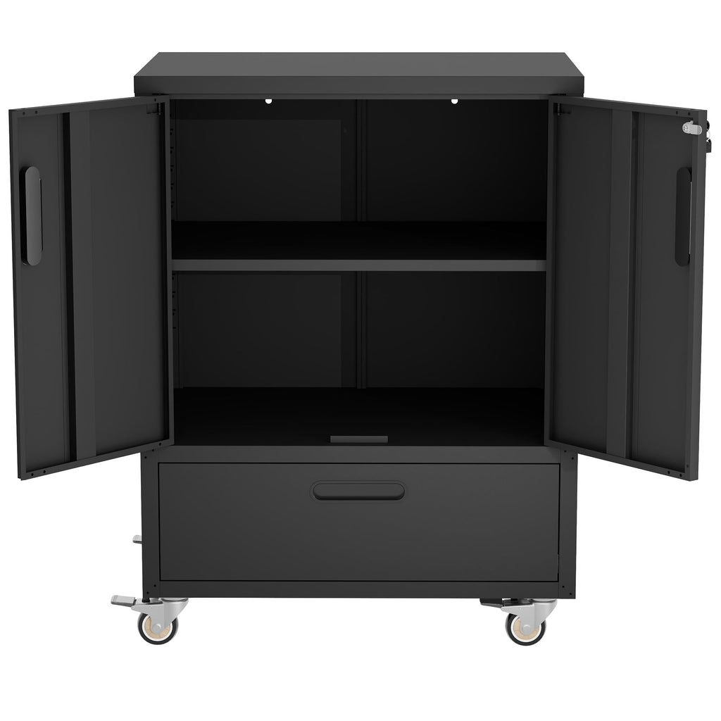Tool Cart with Wheels, 40' H x 30' W x 20' D, Mobile Tool Cabinet with Lockable Casters & Drawer, Heavy-Duty Steel Storage Organizer for Garage, Workshop, Office - Easy 30-Min Assembly