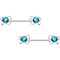 Aqua CZ Gem All Tied Up Barbell Nipple Ring Set