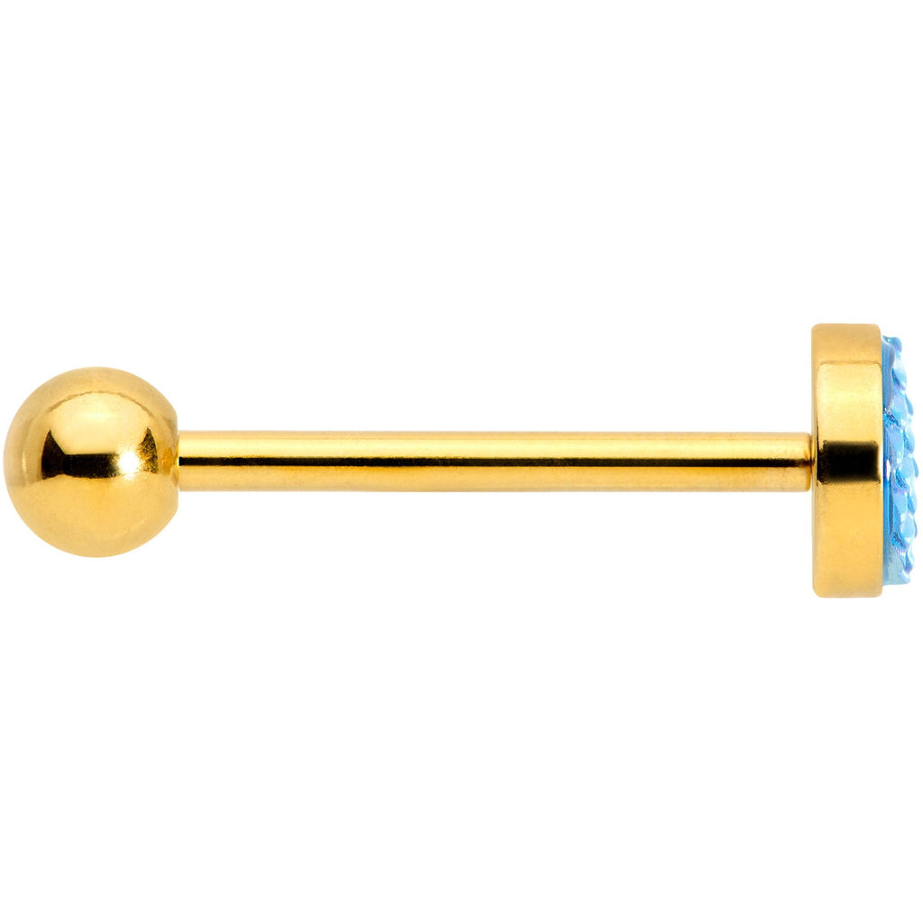 Gold PVD Aqua Mermaid Scale Barbell Tongue Ring