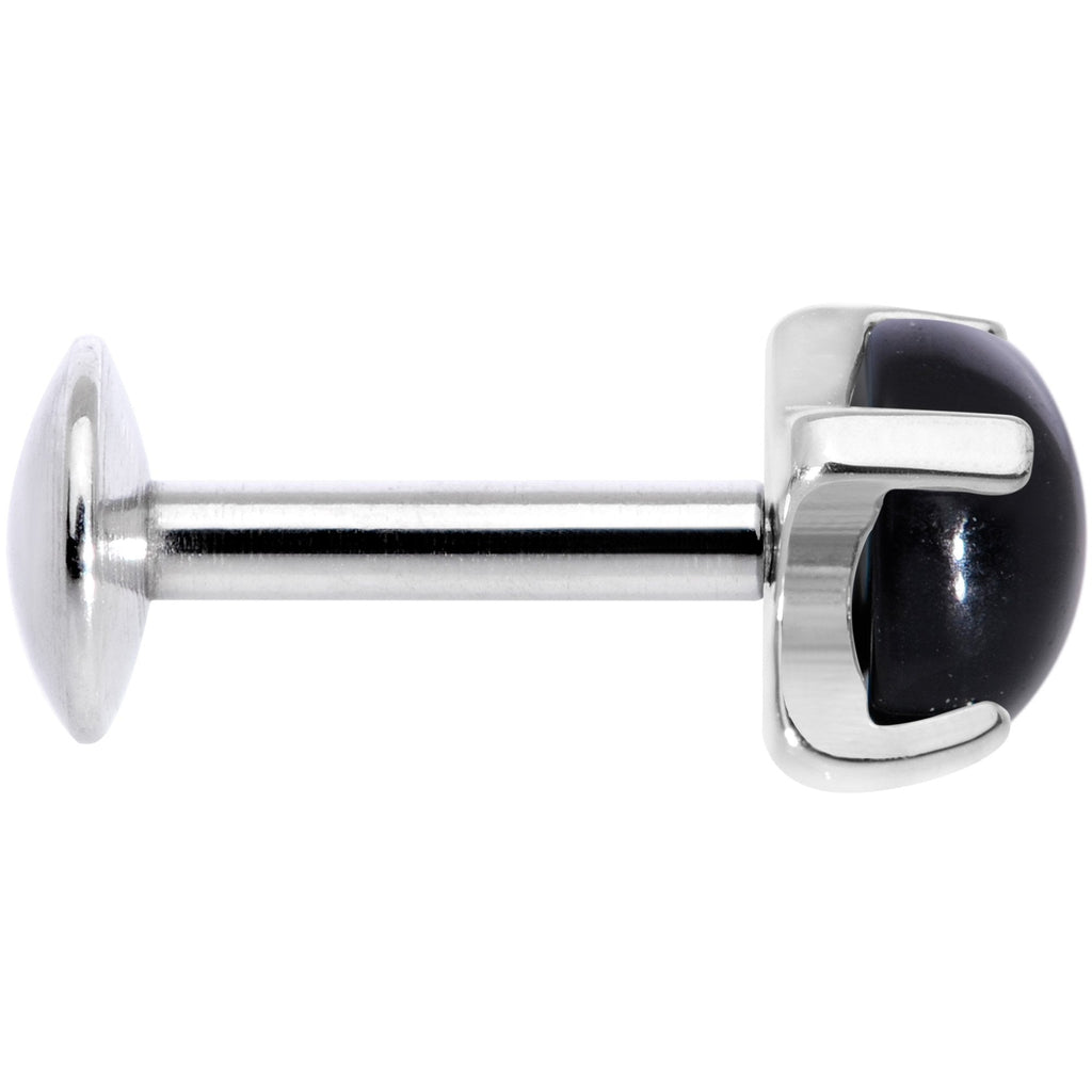 16G 1/4 Black Agate Internally Threaded Labret Monroe Tragus