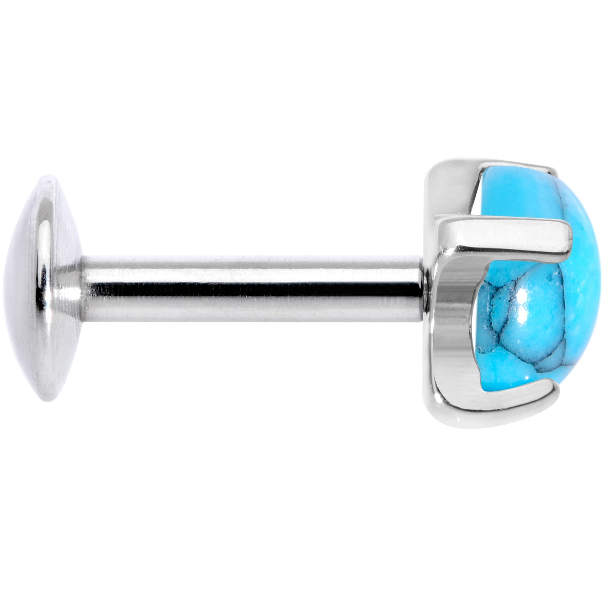 16G 1/4 Turquoise Internally Threaded Labret Monroe Tragus