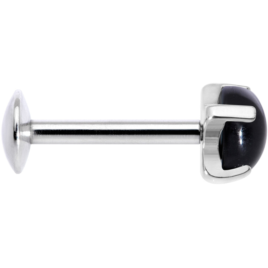 16G 5/16 Black Agate Internally Threaded Labret Monroe Tragus