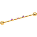 14G Aurora Gem Gold IP Triplet Industrial Barbell 35mm