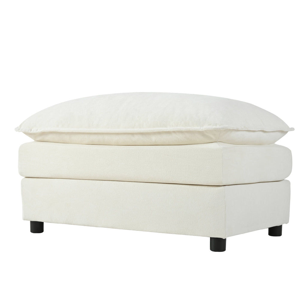 Oversized Deep Seat Sectional Cloud Sofa Sleeper with 3 Ottomans & Soft Pillows, Modular Couch Bed for Living Room, Apartment, DIY Combination Chenille,Beige