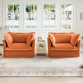 Set of 2 Slipcovered Armchairs,Deep Seat Accent Chair Set for Living Room, Reading Room, Bedroom and Working Spaces,Armchair Sets with Large Soft Pillows,Chenille Fabric,Orange