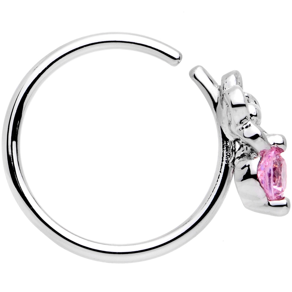 20G 5/16 Pink Gem Flower Seamless Circular Ring