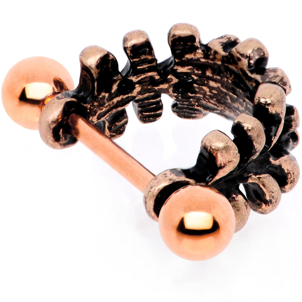 16G 1/2 Clear Gem Rose Gold Tone Flower Cuff Cartilage Earring