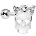 16G 5/16 Clear Gem Halloween Skull Bow Cartilage Tragus Earring