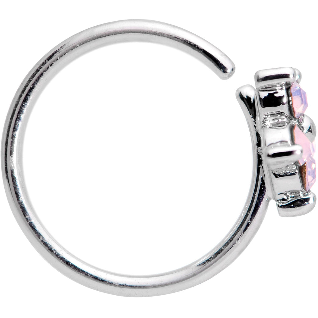 20G 5/16 Pink Faux Opal Flower Seamless Circular Ring