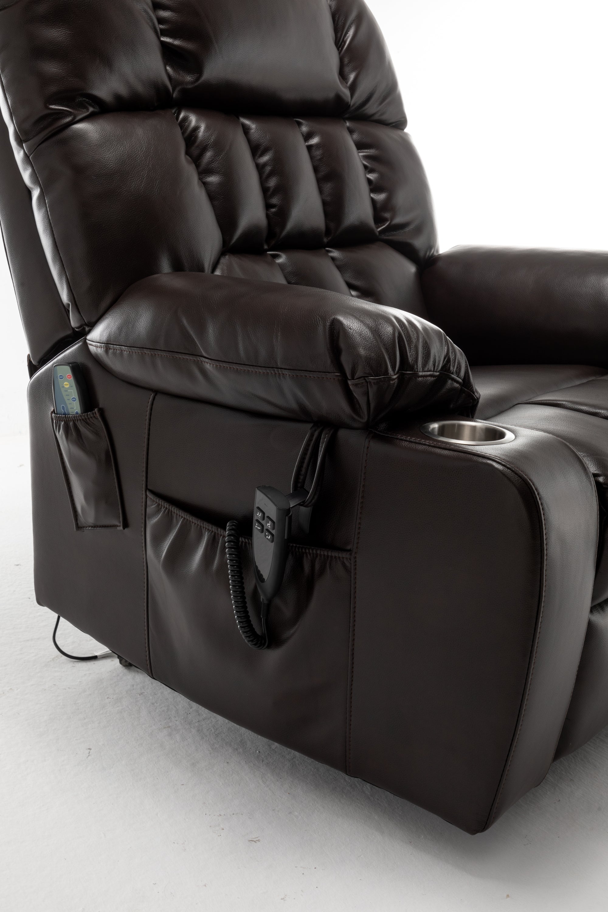 Lift Chair for Big and Tall Person with Inconvenient Legs: High Density Foam Lift Sofa with Heat and Massage, 2 Pockets, 2 Cup Holder, 2 Remote, OKIN Motor