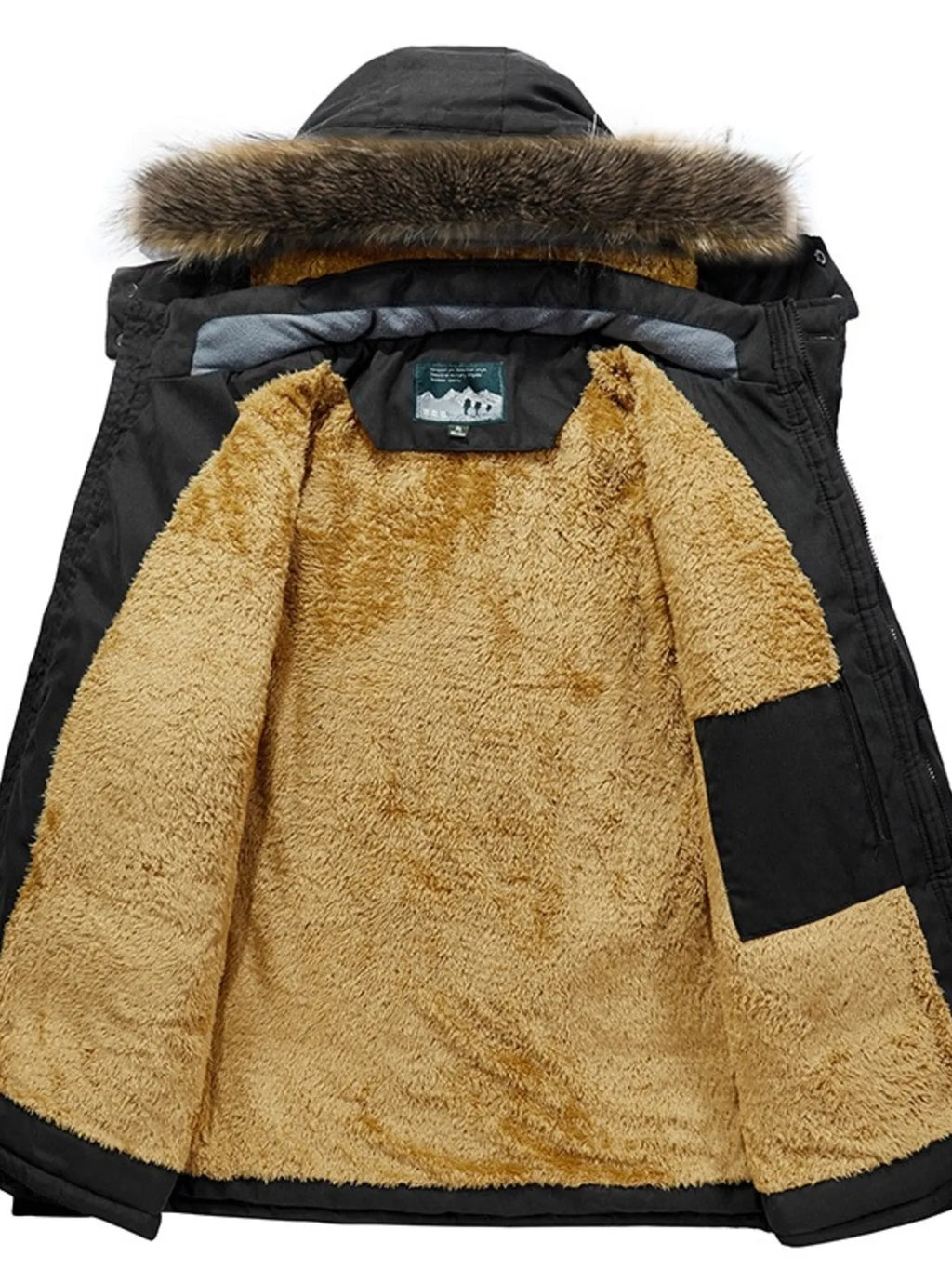 Zip Up Long Sleeve Puffer Coat with Faux Fur Hood