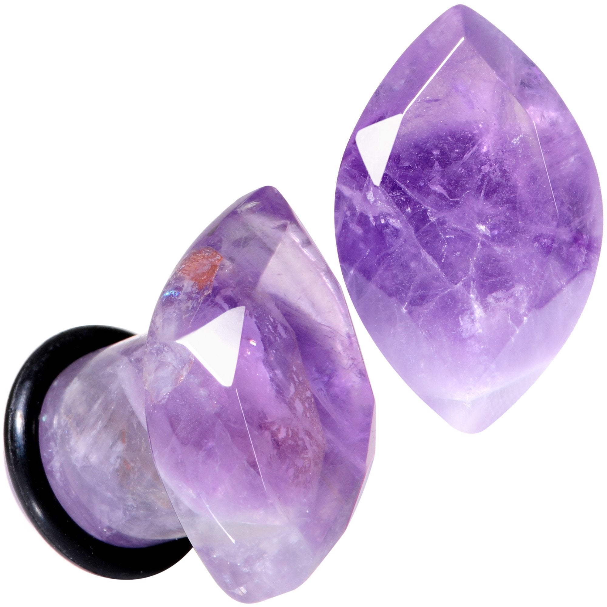 Purple Amethyst Faceted Single Flare Plug Set 6mm to 25mm Sizes