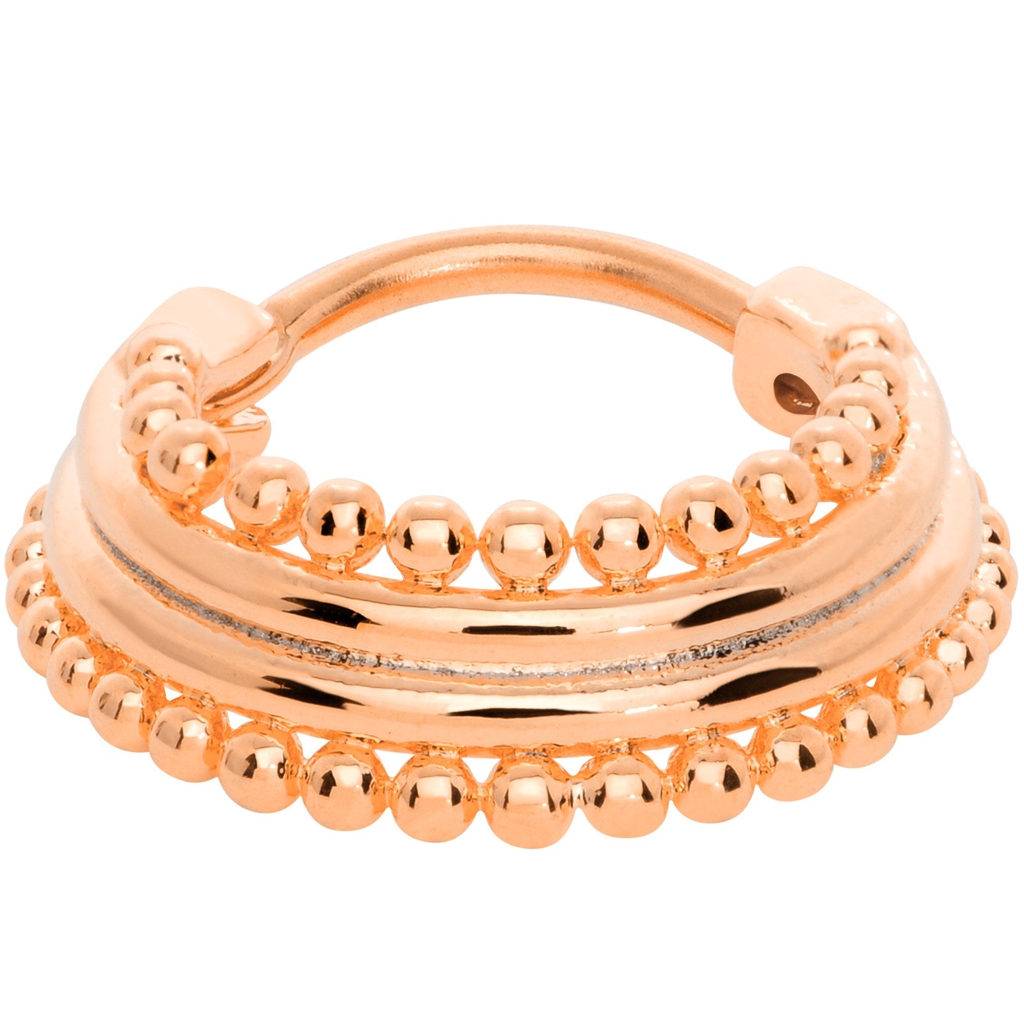 16G 3/8 Rose Gold Tone Delicate Dots Hinged Septum Ring