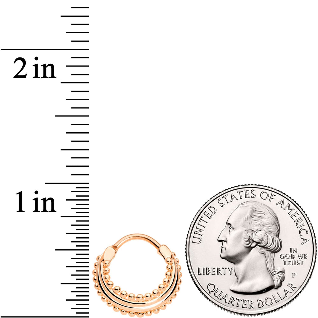 16G 3/8 Rose Gold Tone Delicate Dots Hinged Septum Ring
