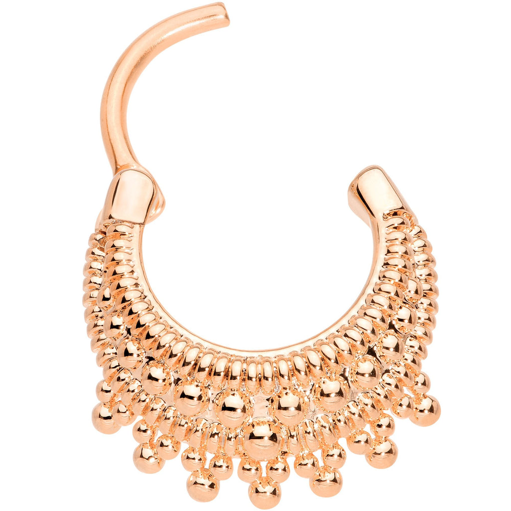 16G 3/8 Rose Gold Tone Debutante Fashion Hinged Septum Ring