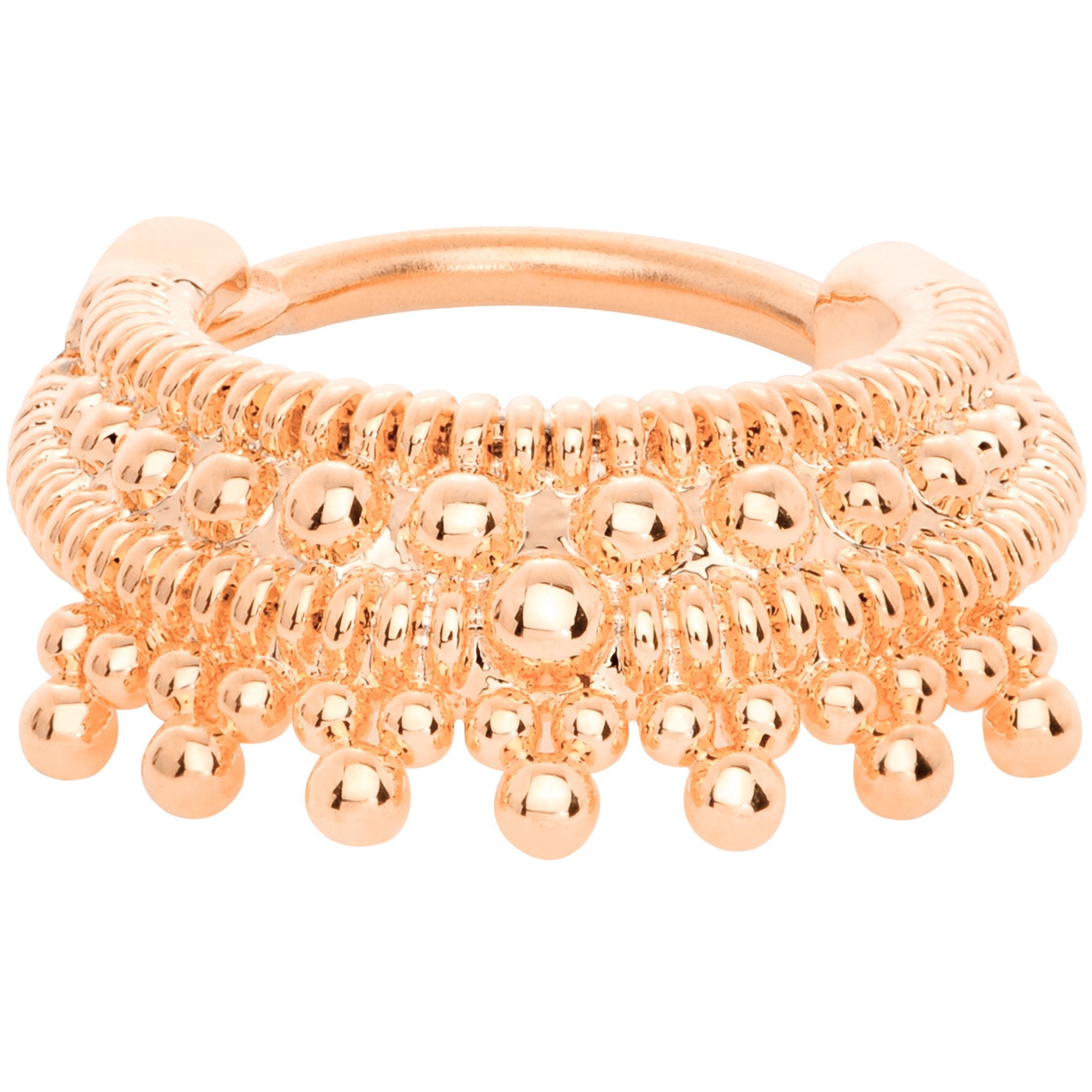 16G 3/8 Rose Gold Tone Debutante Fashion Hinged Septum Ring