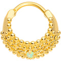 16G 3/8 Green Synthetic Opal Gold Tone Hinged Septum Ring