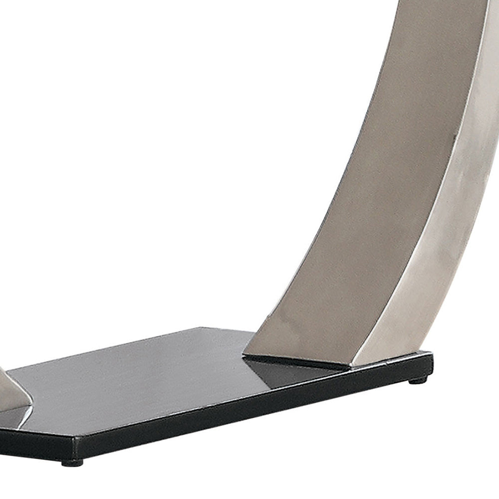 Lana Satin Silver Glass Top Metal Base Console Table
