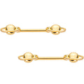 14G 9/16 Gold PVD Alien Spaceship Barbell Nipple Ring Set