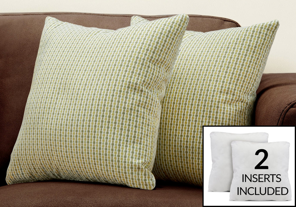 Pillows, Set Of 2, 18 X 18 Square, Insert Included, Decorative Throw, Accent, Sofa, Couch, Bedroom, Green Hypoallergenic Polyester, Modern
