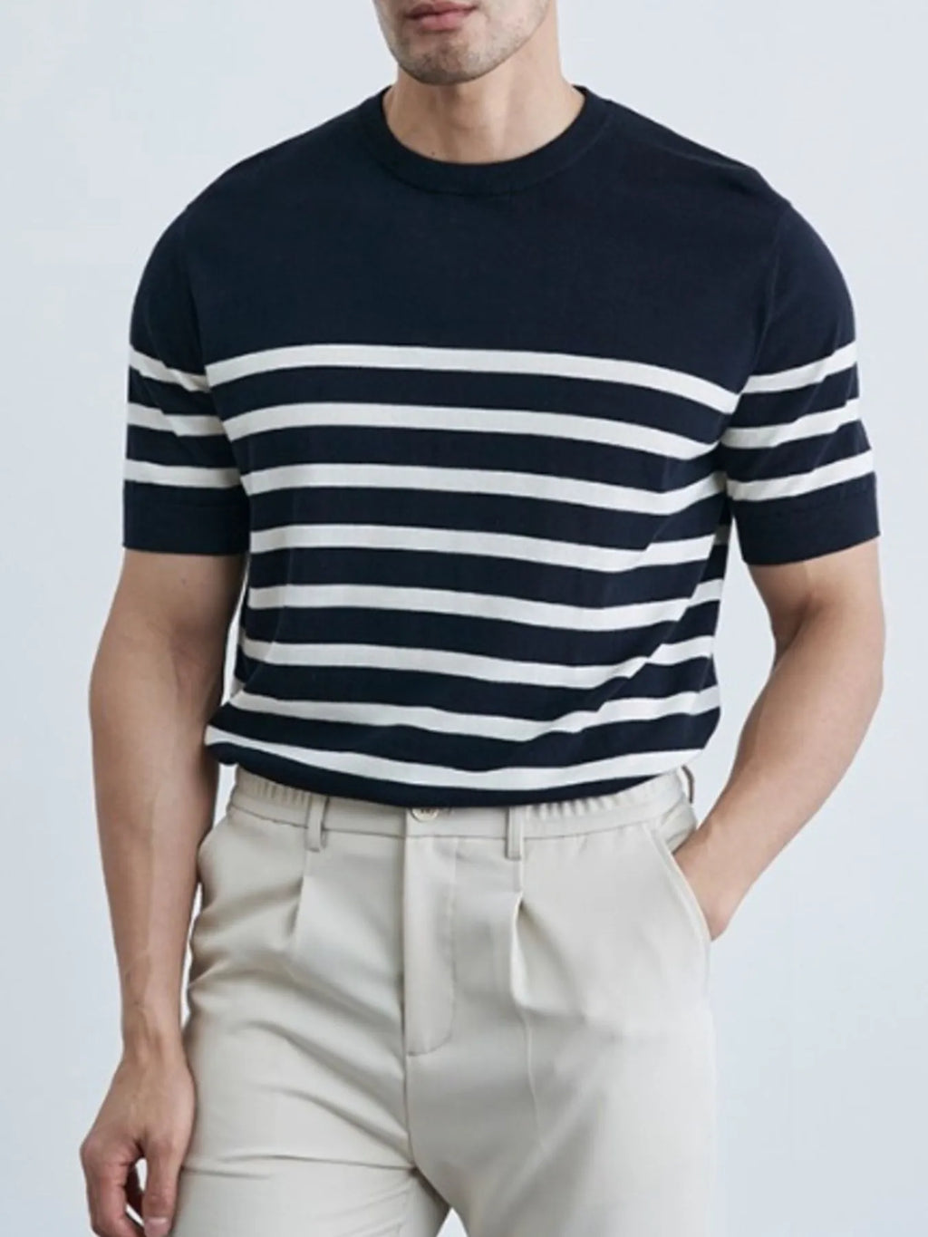 Classic Striped Short Sleeve Knit T-Shirt