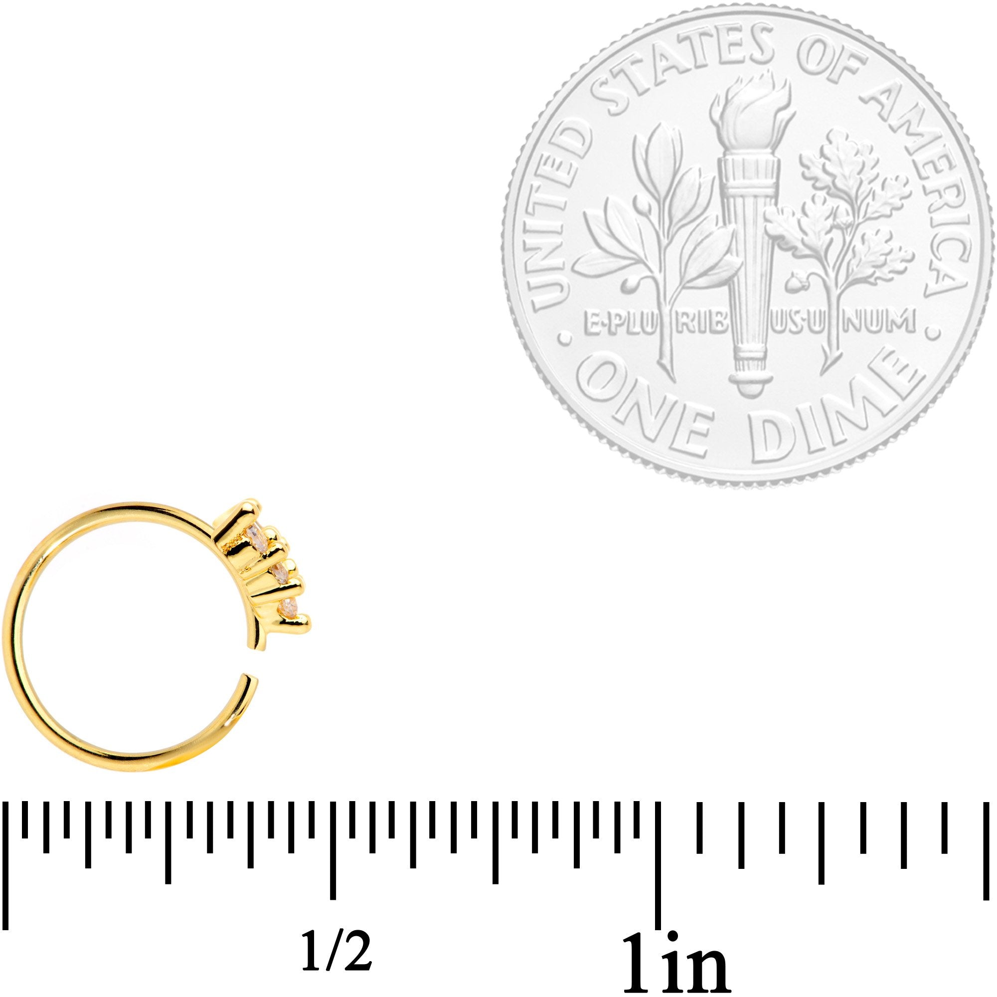 20G 5/16 Clear CZ Gem Gold Tone Arrowhead Seamless Circular Ring