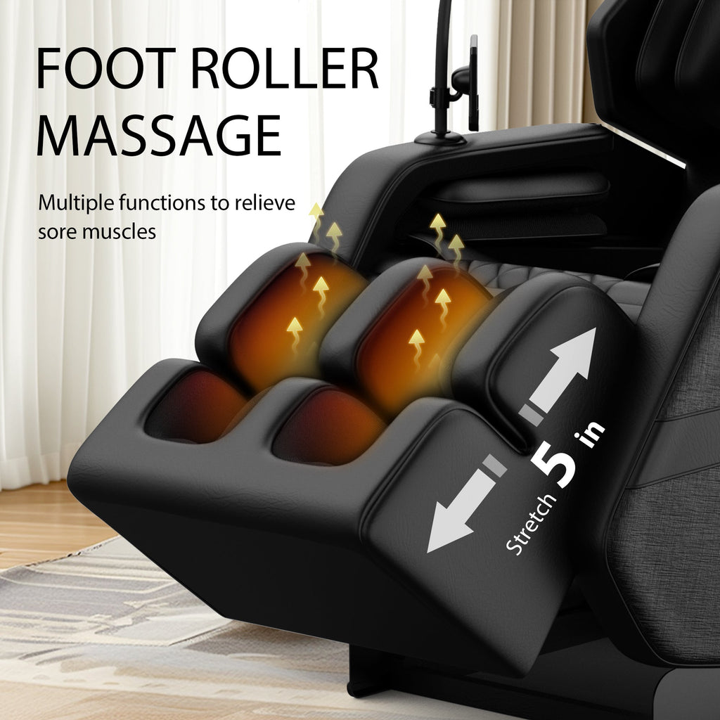 2025 Massage Chair Recliner with Zero Gravity, Full Body Air Pressure, Black, PU Leather