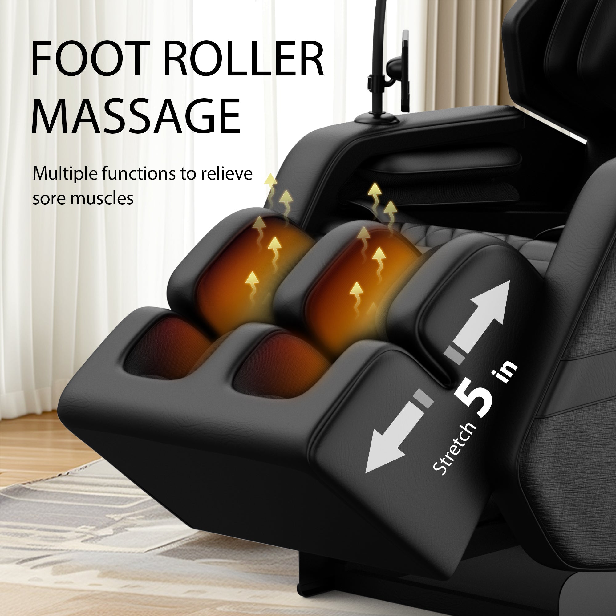 2025 Massage Chair Recliner with Zero Gravity, Full Body Air Pressure, Black, PU Leather