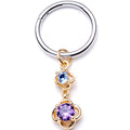16G 3/8 Blue Purple Gem Flower Dangle Hinged Segment Ring