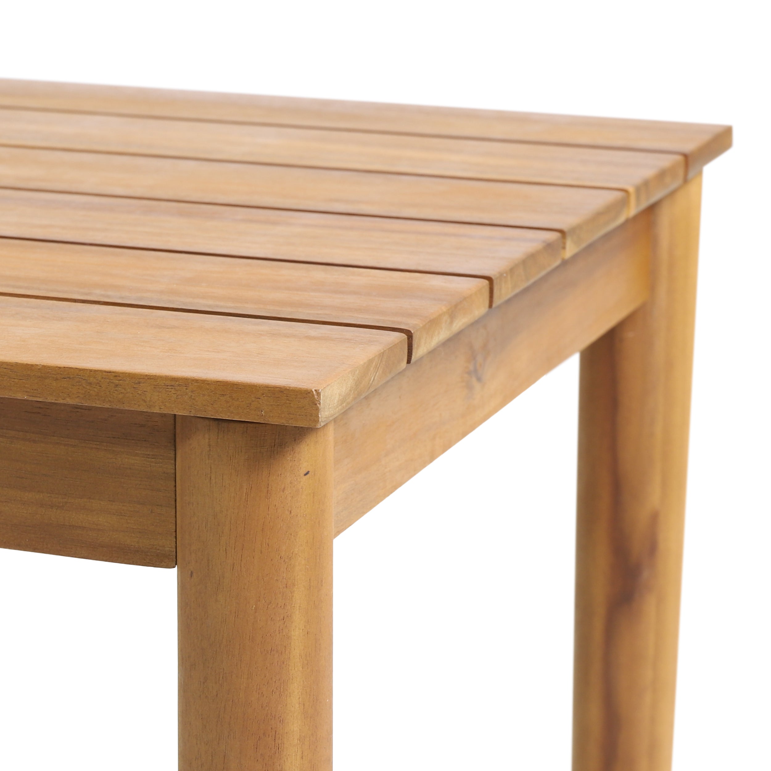 Outdoor Square Side Table with Slatted Top and Wood Frame, Teak