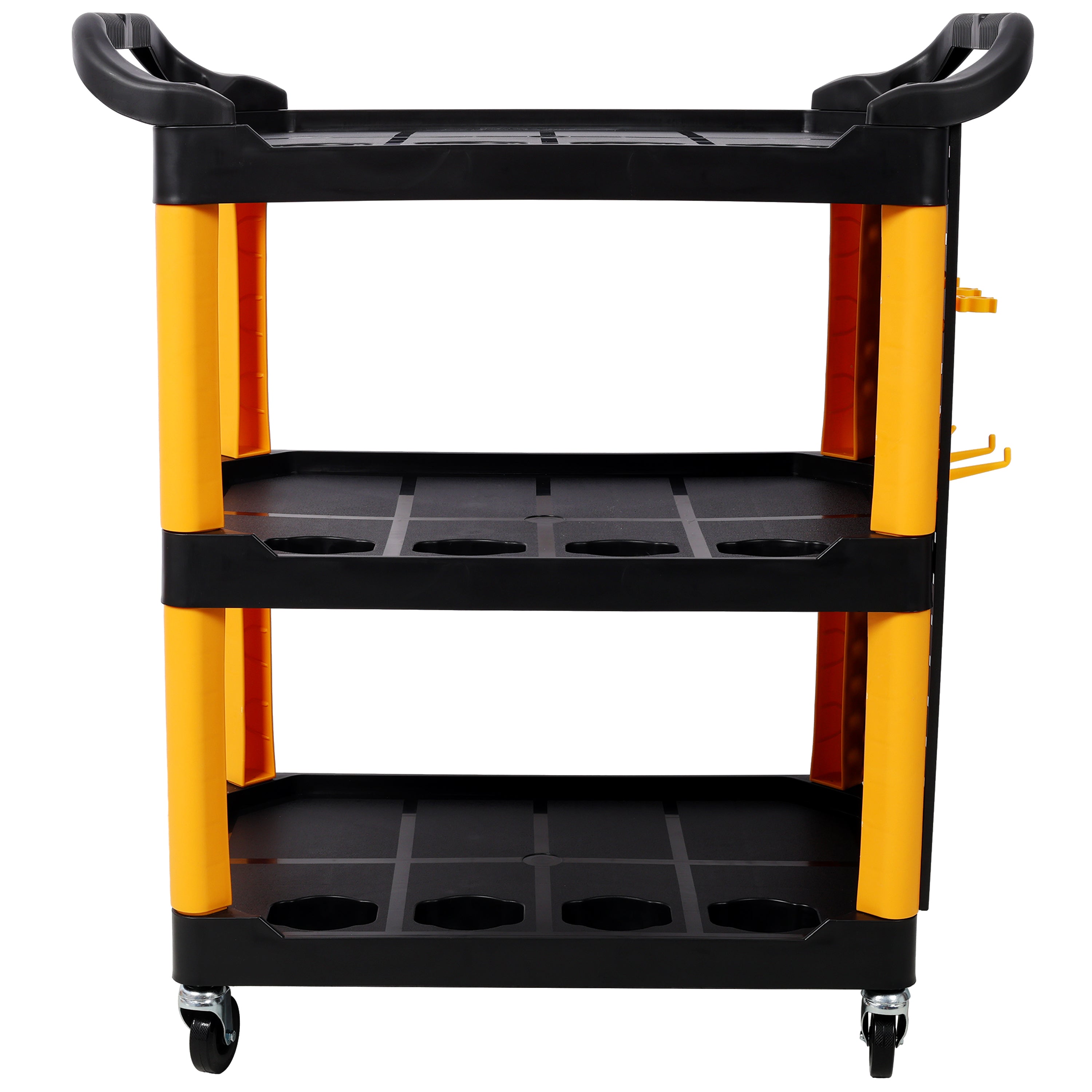 3 Tier Rolling Auto Detail Cart With Wheels,With Panel & Hook,for Detailers Garage, Workshop, Repair Shop, Storage Tool, Yellow&Black