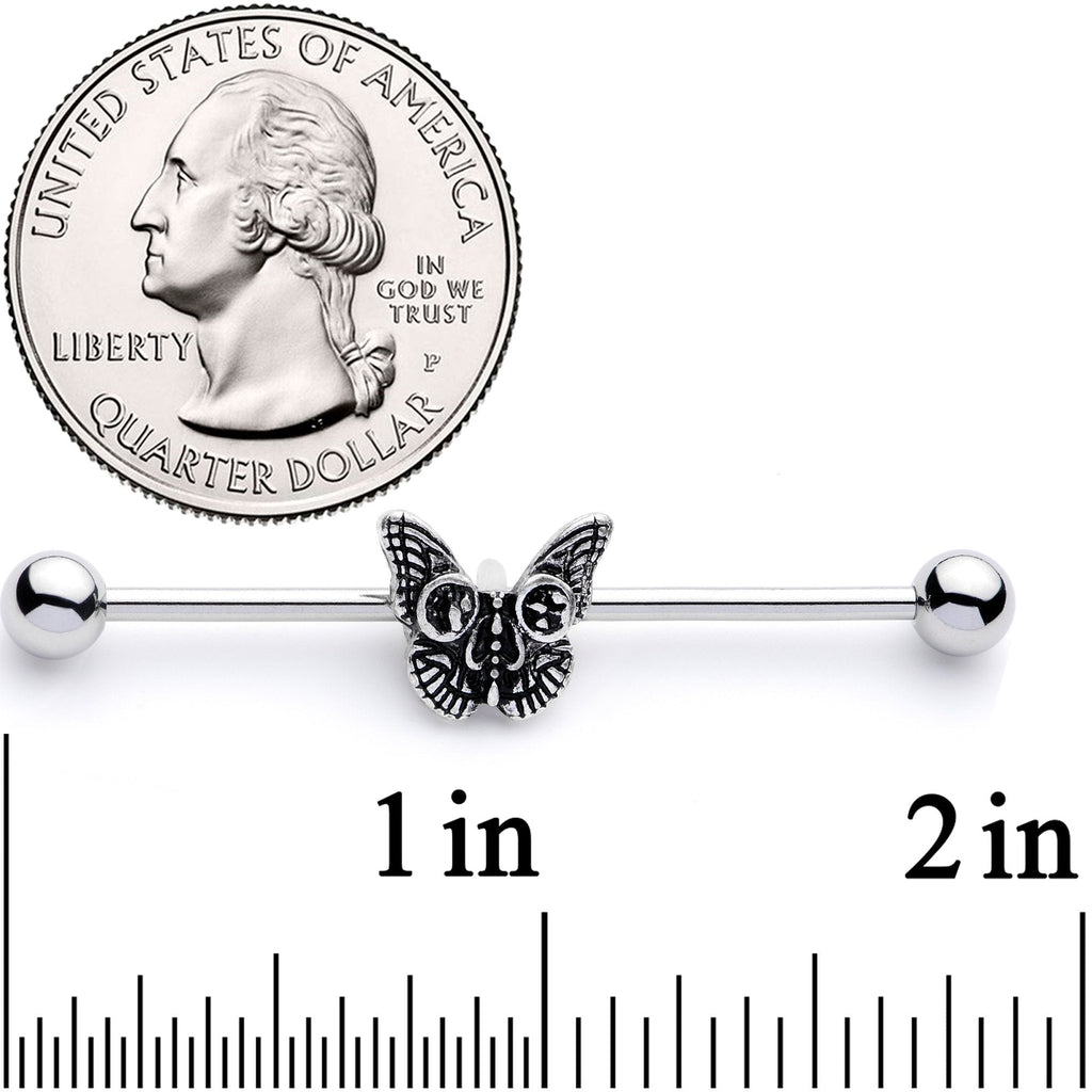 14G Death Mask Butterfly Industrial Barbell 38mm
