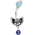 Blue Orbs Nautical Crab and Whelk Shell Dangle Belly Ring