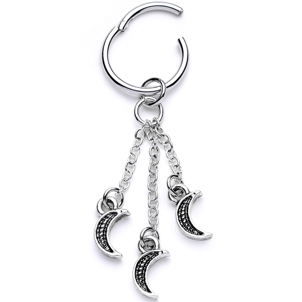 16G 3/8 Triple Crescent Moon Dangle Hinged Segment Ring