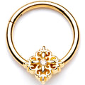 16G 3/8 Clear CZ Gold Tone Regal Rhombus Hinged Segment Ring