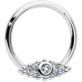 16G 3/8 Clear CZ Gem Art Deco Cat Eye Hinged Septum Segment Ring