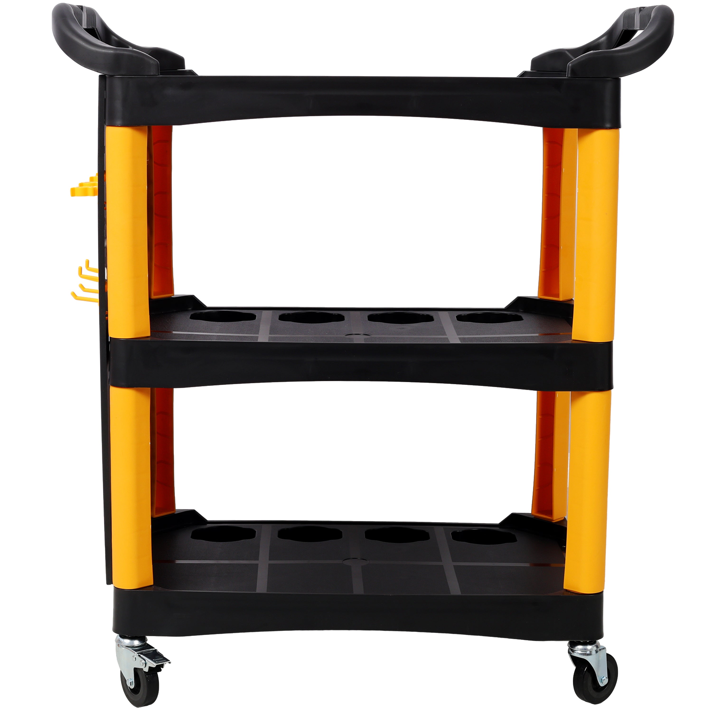 3 Tier Rolling Auto Detail Cart With Wheels,With Panel & Hook,for Detailers Garage, Workshop, Repair Shop, Storage Tool, Yellow&Black